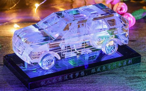 创意刻字水晶车模摆件
