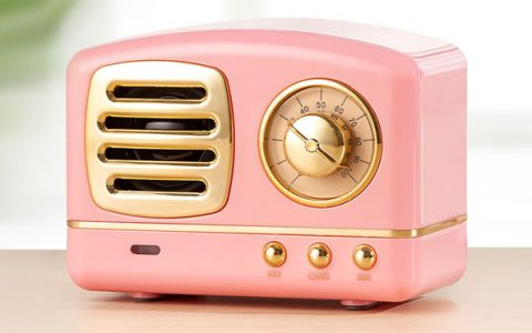 粉色复古无线蓝牙音箱